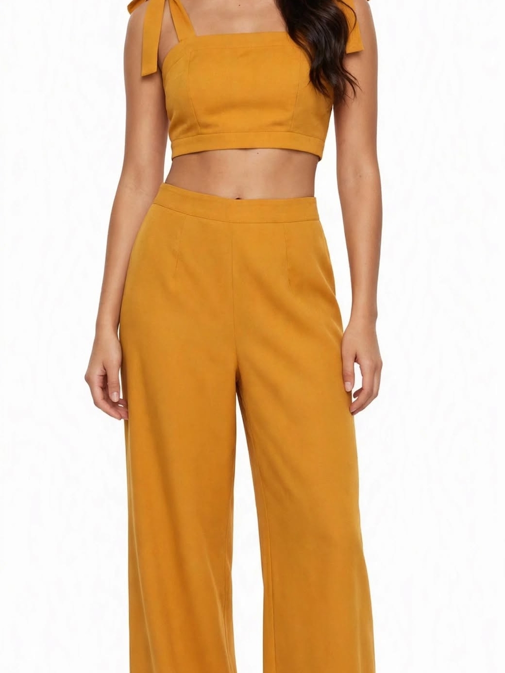SHEIN Mustard Yellow Wide-Leg High Waist Pants